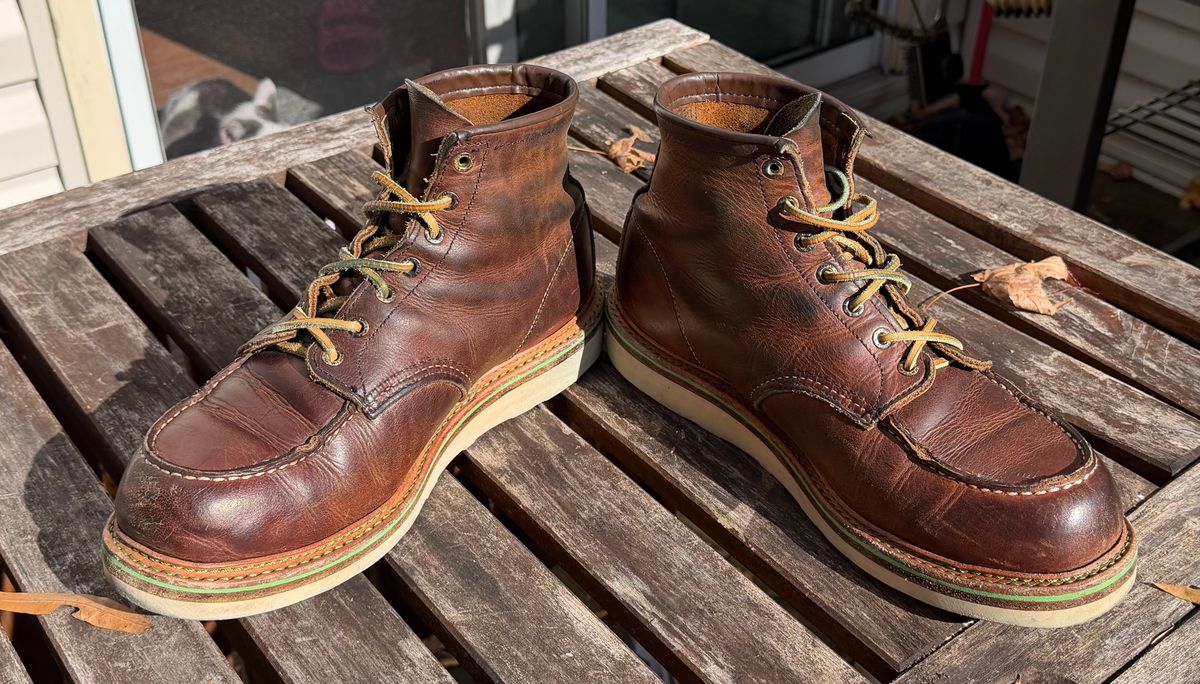 Photo by mwanni on November 2, 2025 of the Red Wing 6-Inch Classic Moc in S.B. Foot Copper Rough and Tough.