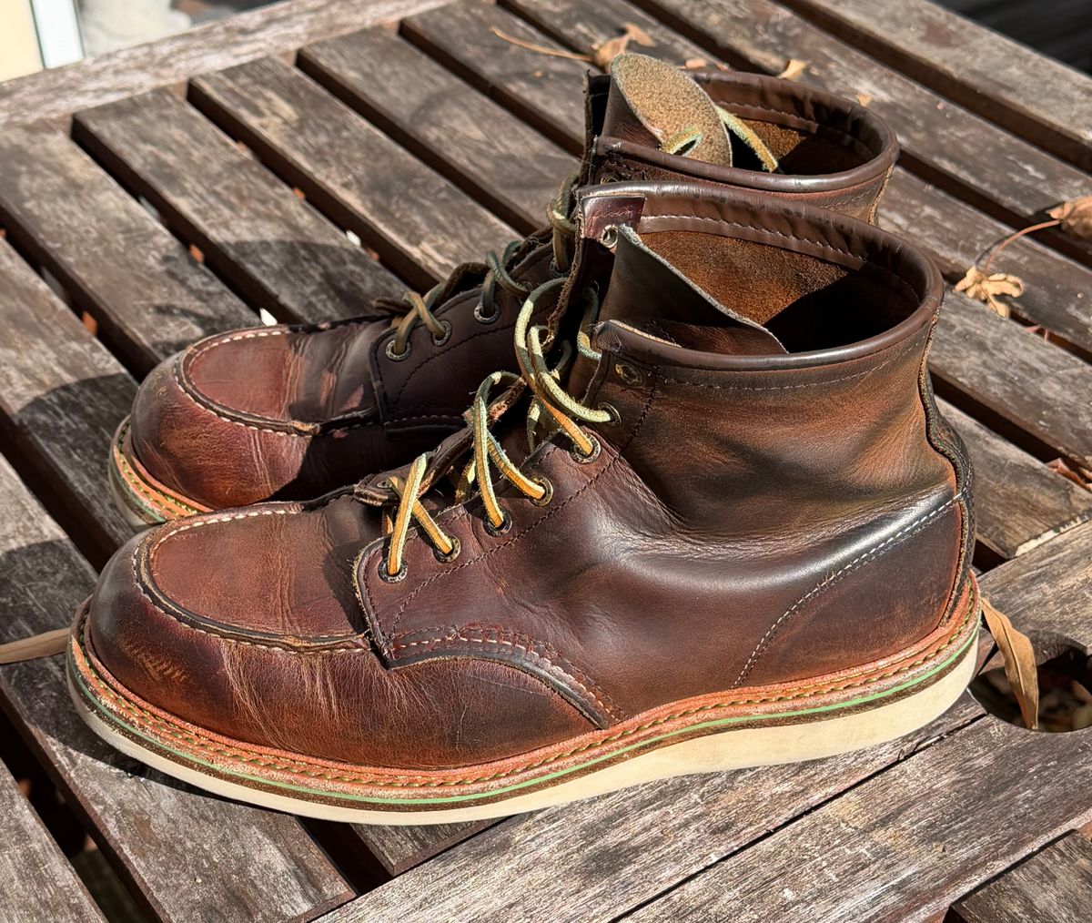 Photo by mwanni on November 2, 2025 of the Red Wing 6-Inch Classic Moc in S.B. Foot Copper Rough and Tough.