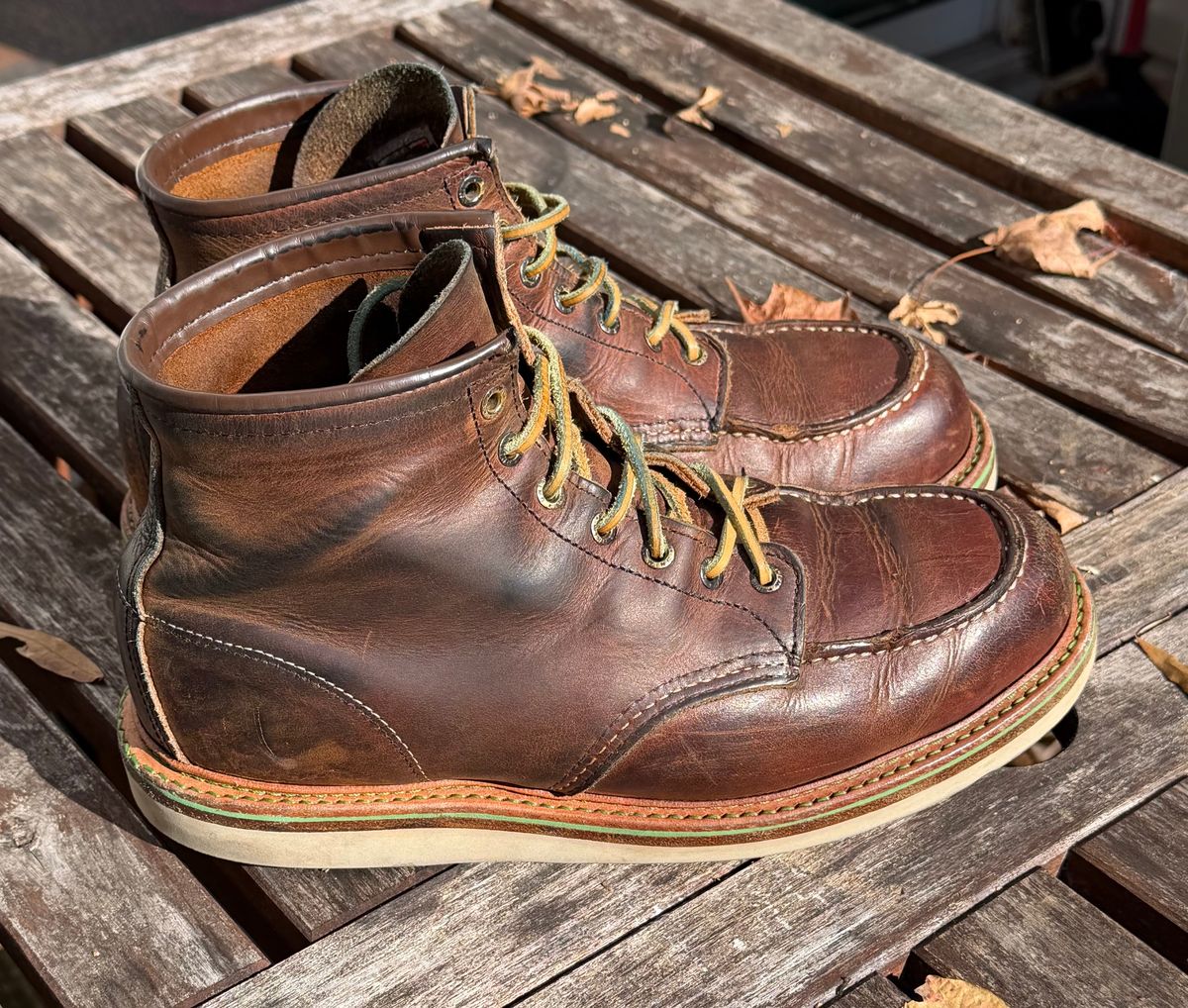 Photo by mwanni on November 2, 2025 of the Red Wing 6-Inch Classic Moc in S.B. Foot Copper Rough and Tough.