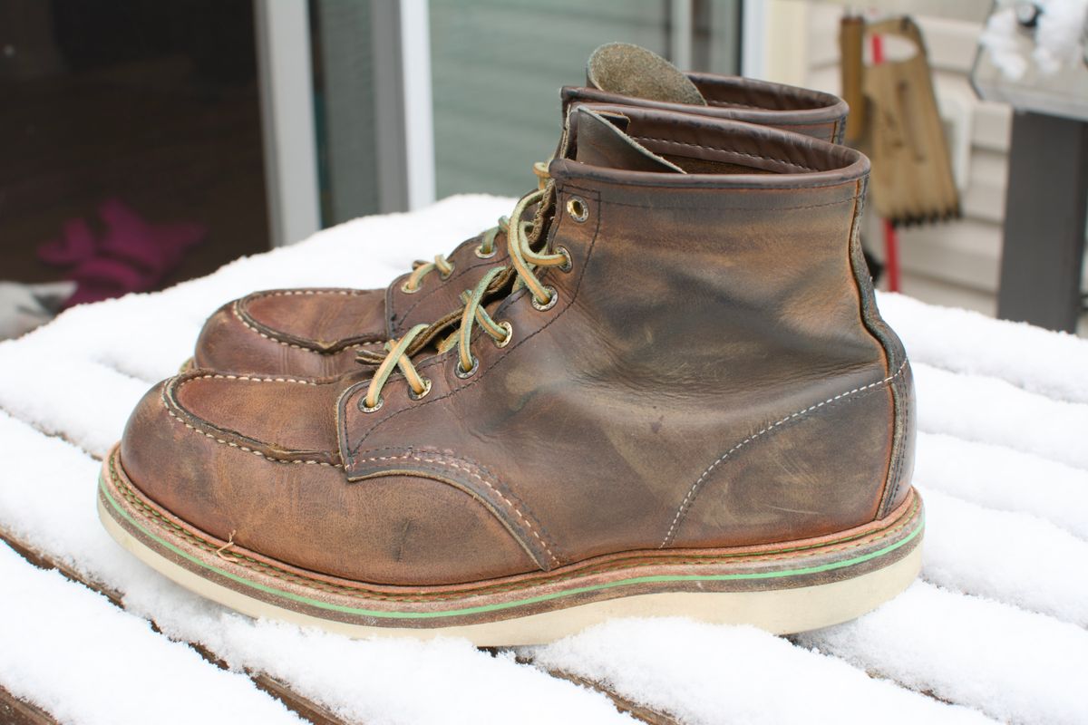 Photo by mwanni on December 5, 2025 of the Red Wing 6-Inch Classic Moc in S.B. Foot Copper Rough and Tough.