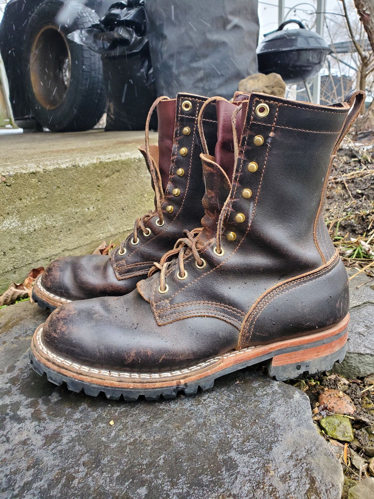 Photo by keitharth on February 4, 2023 of the Nicks Overlander in Horween Dark Brown Waxed Flesh.