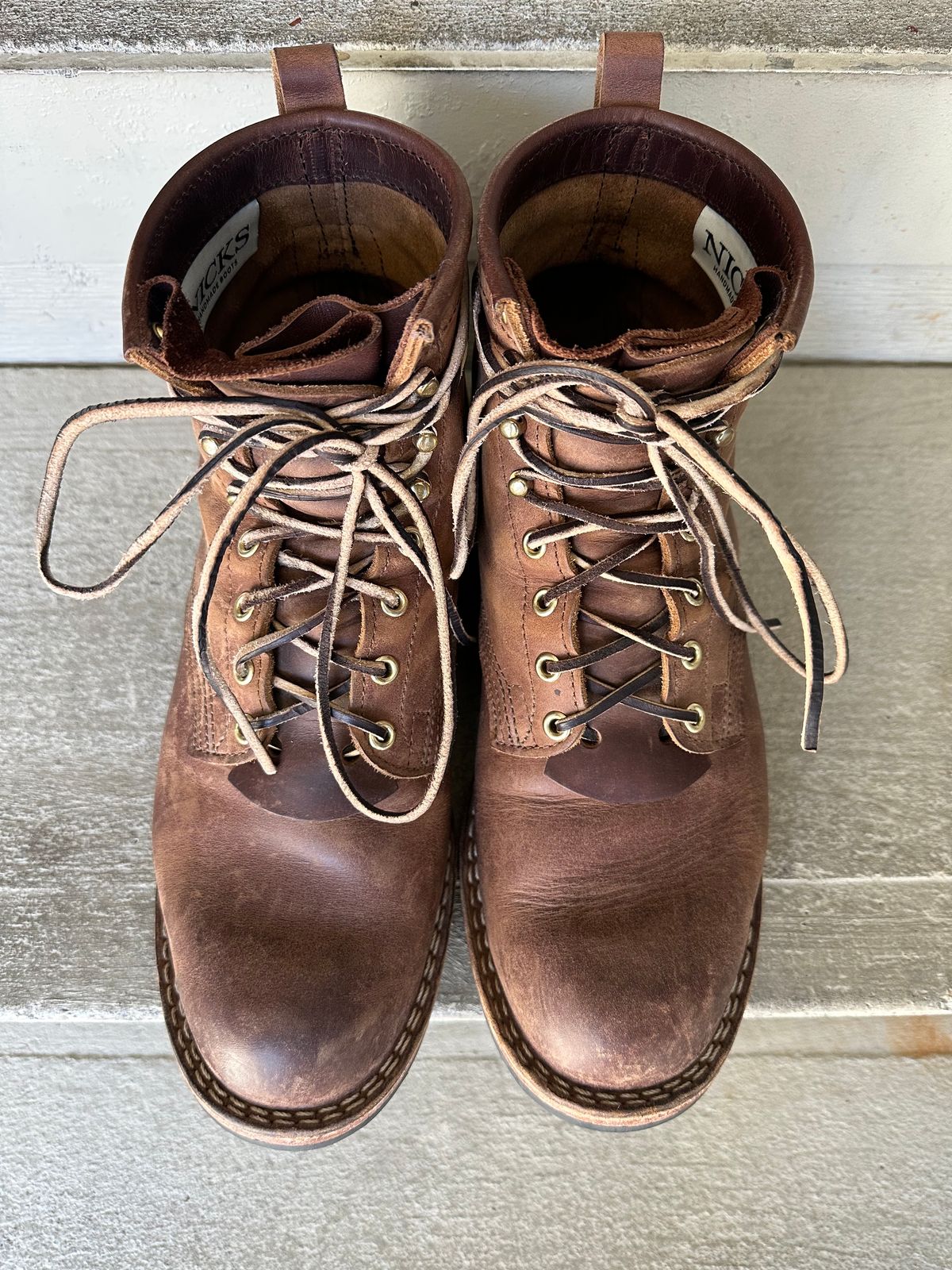 Photo by scuba.rawb on November 1, 2023 of the Nicks Falcon in Horween Whiskey Predator.
