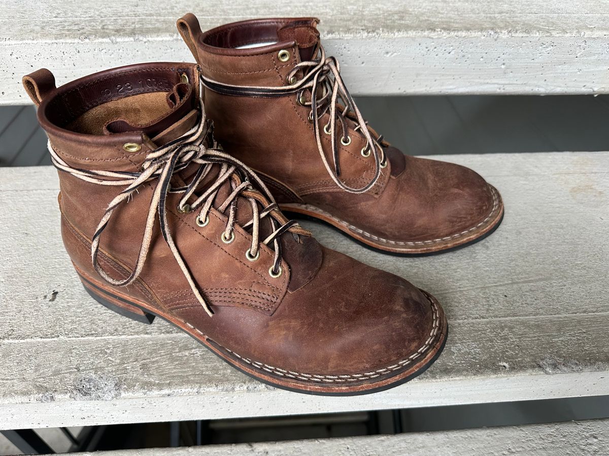 Photo by scuba.rawb on January 1, 2024 of the Nicks Falcon in Horween Whiskey Predator.