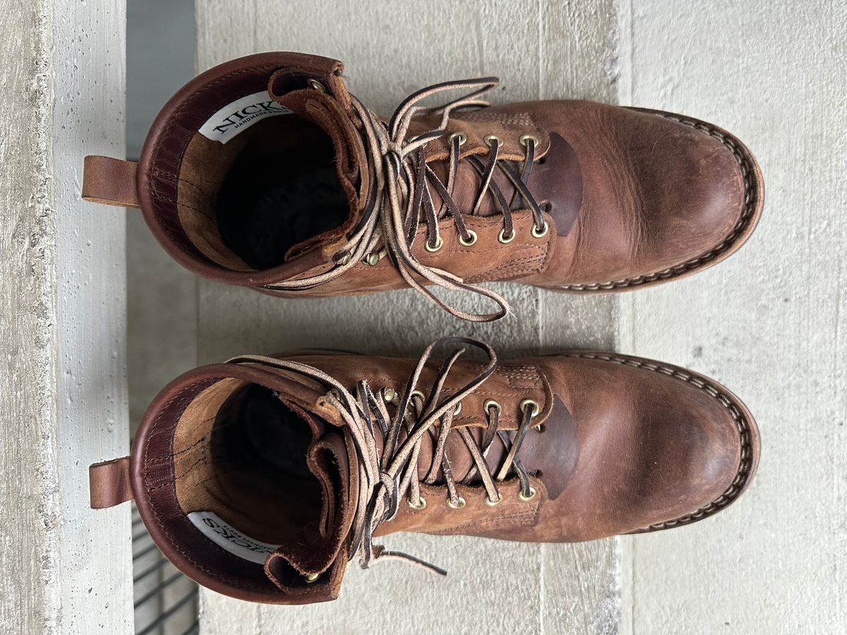 Photo by scuba.rawb on January 1, 2024 of the Nicks Falcon in Horween Whiskey Predator.
