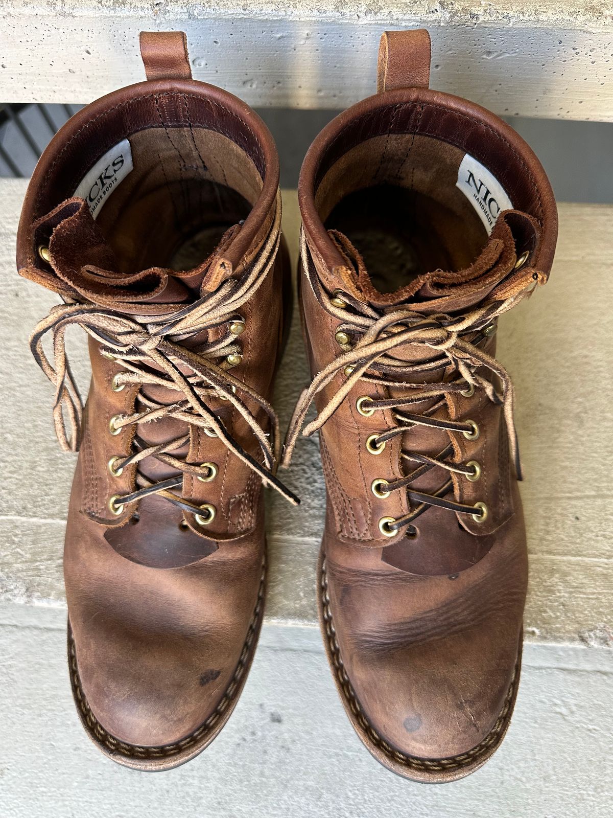 Photo by scuba.rawb on April 4, 2024 of the Nicks Falcon in Horween Whiskey Predator.