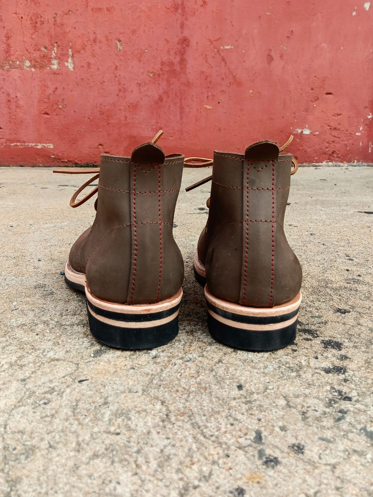 Photo by blaisebootco on November 5, 2023 of the Blaise Boot Co. Traveler Chukka in Grease Trap Grey Nubuck.