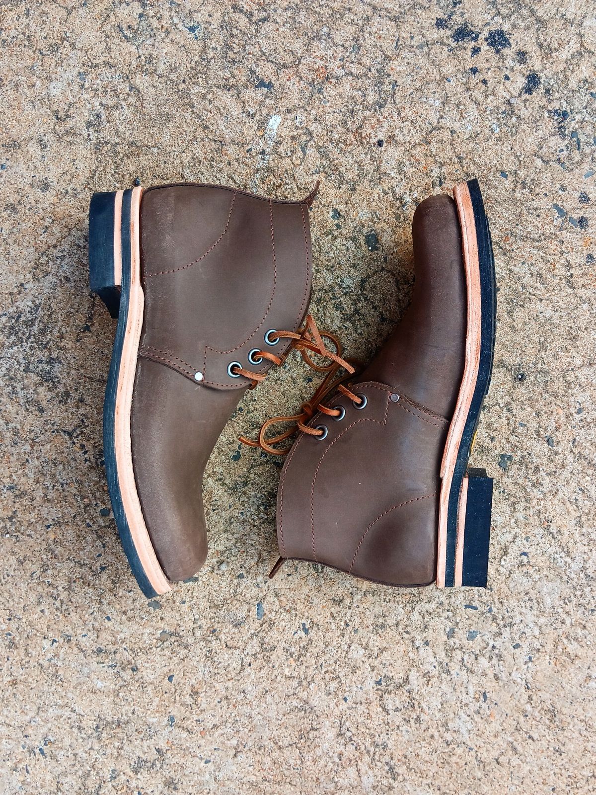 Photo by blaisebootco on November 5, 2023 of the Blaise Boot Co. Traveler Chukka in Grease Trap Grey Nubuck.
