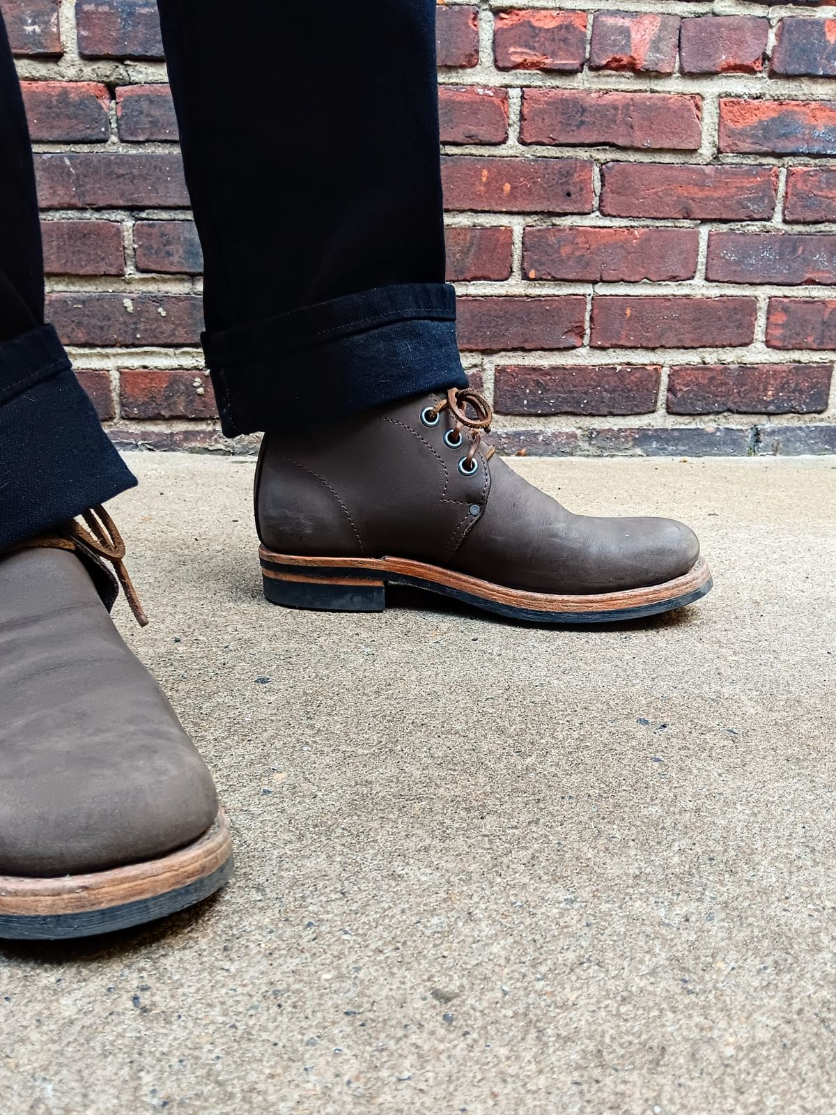 Photo by blaisebootco on November 16, 2023 of the Blaise Boot Co. Traveler Chukka in Grease Trap Grey Nubuck.