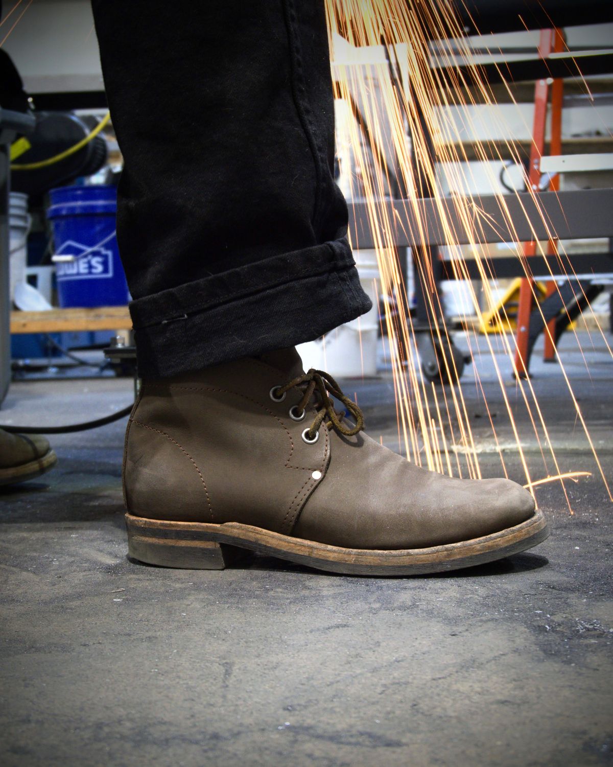 Photo by blaisebootco on December 14, 2023 of the Blaise Boot Co. Traveler Chukka in Grease Trap Grey Nubuck.