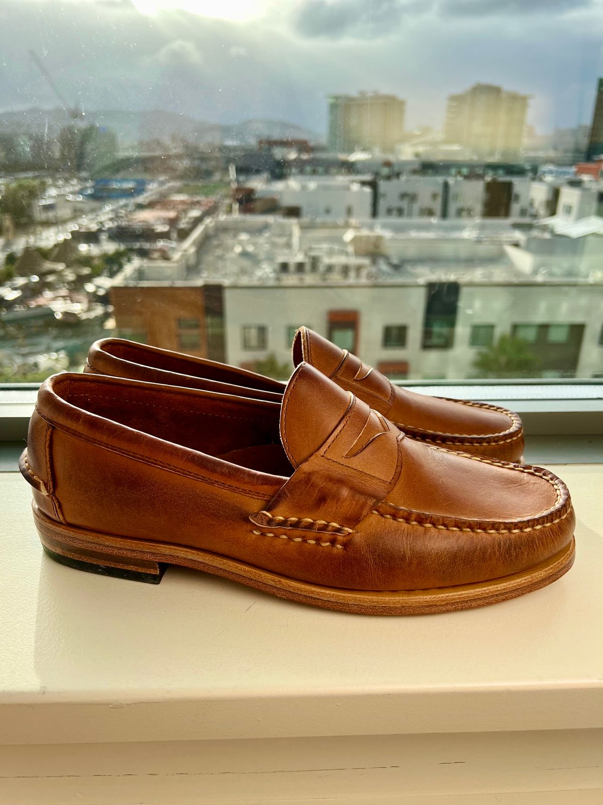 Photo by doctoryen on October 11, 2023 of the Rancourt & Co. Eastport Penny Loafer in Horween Tan Bulldog.