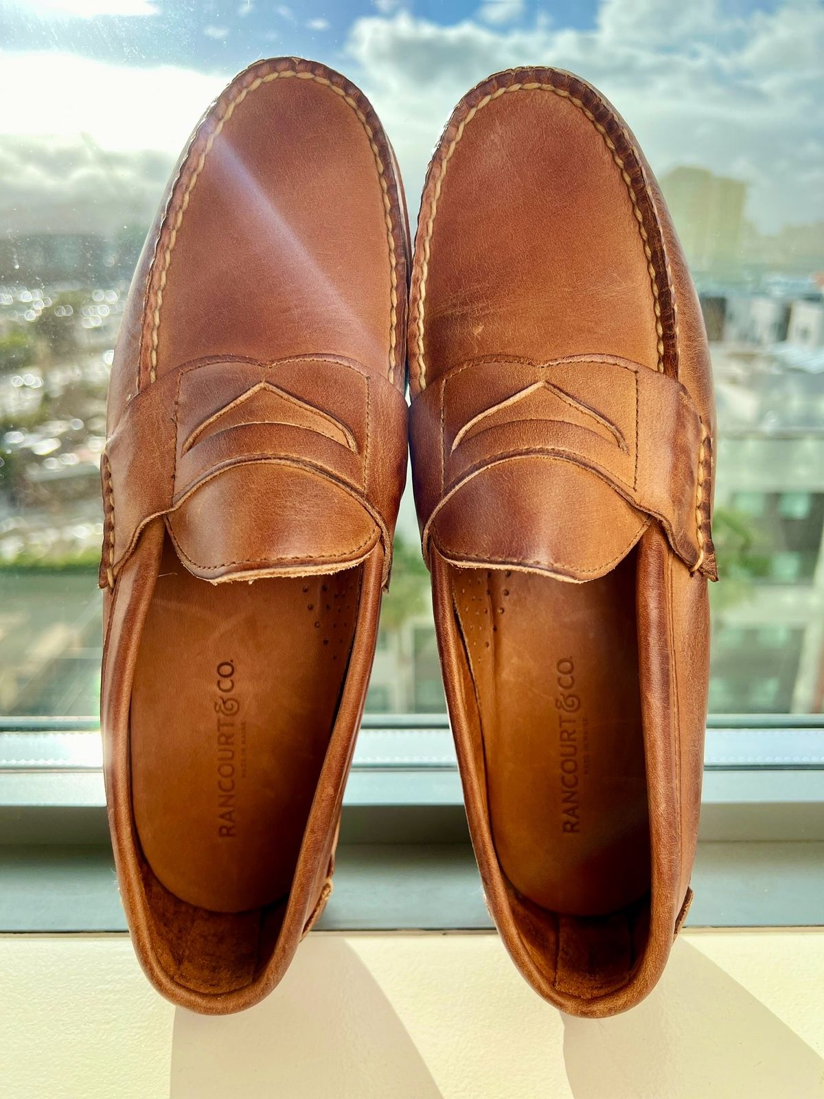 Photo by doctoryen on October 11, 2023 of the Rancourt & Co. Eastport Penny Loafer in Horween Tan Bulldog.