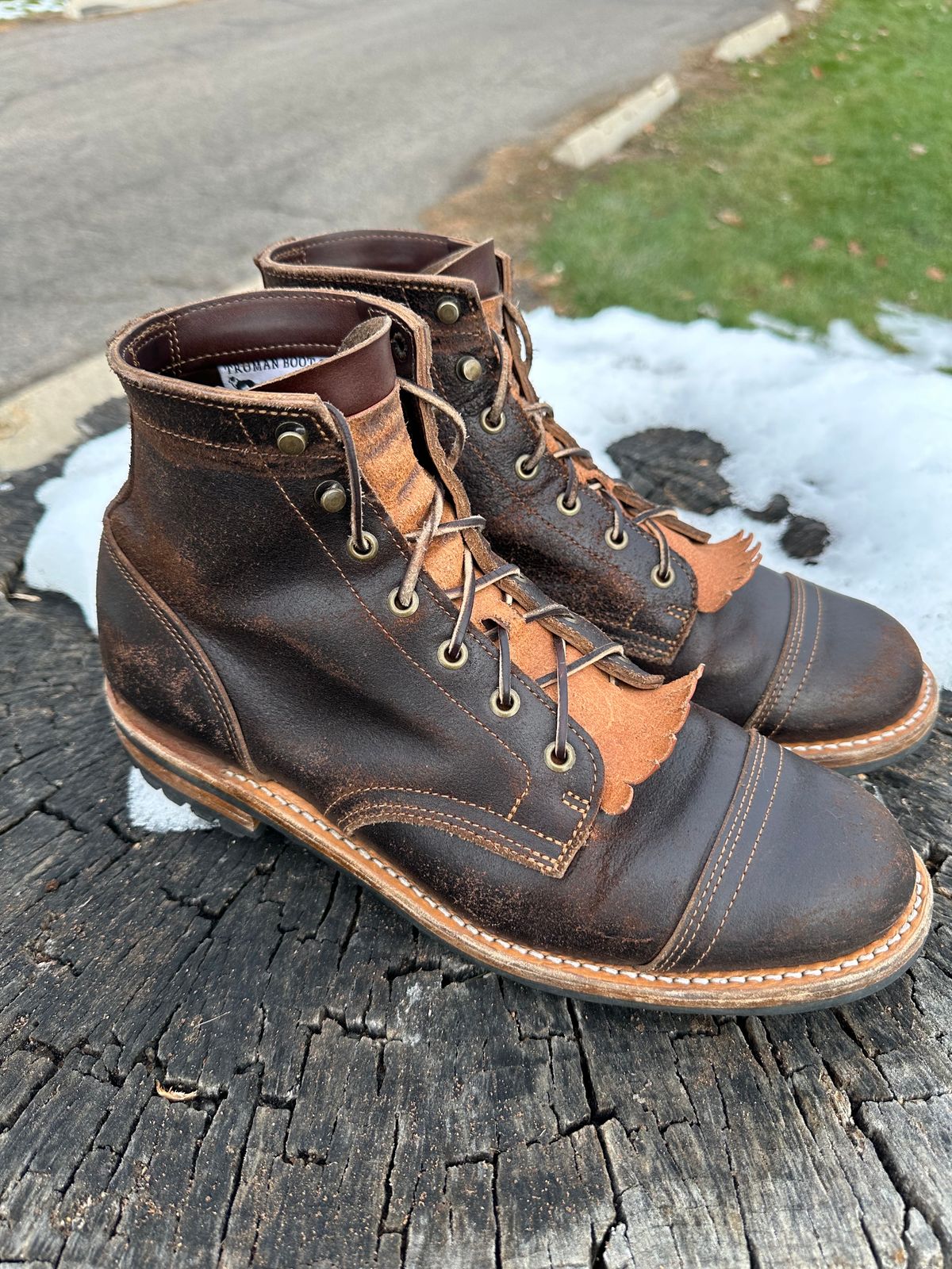Photo by S3th.bryant on November 1, 2023 of the Truman Service Boot in Horween Java Waxed Flesh.
