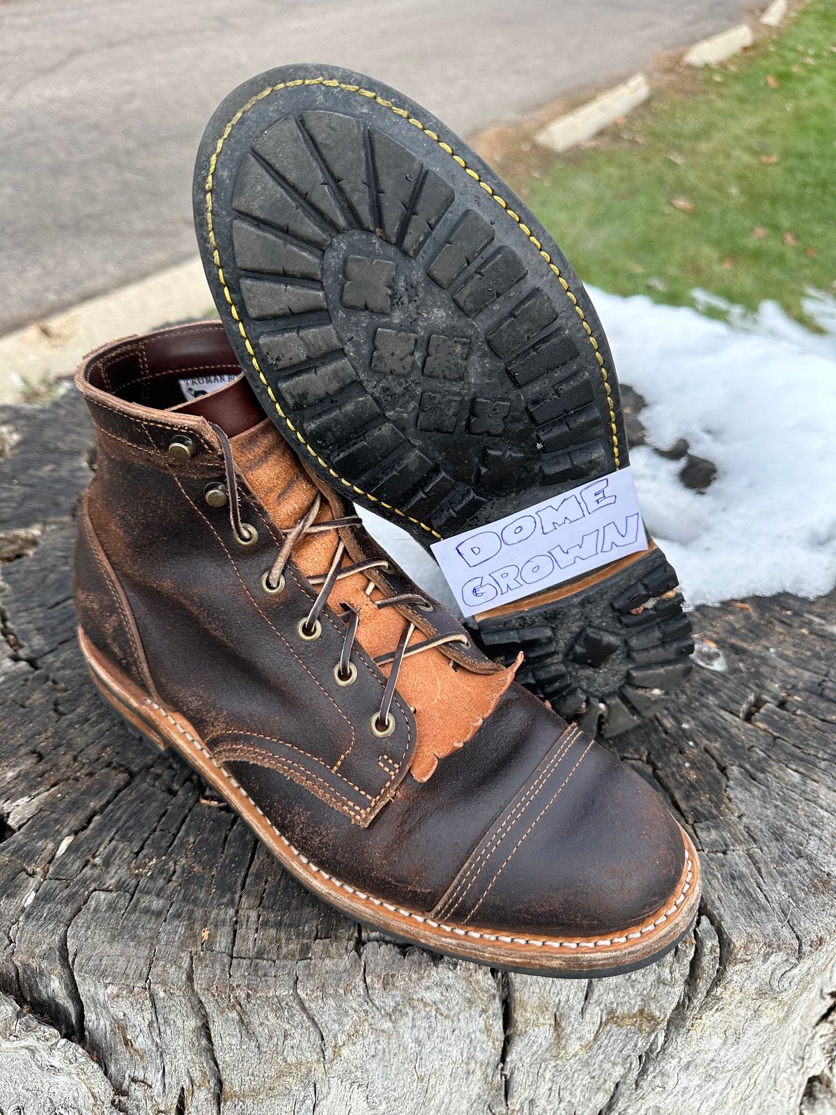 Photo by S3th.bryant on November 1, 2023 of the Truman Service Boot in Horween Java Waxed Flesh.
