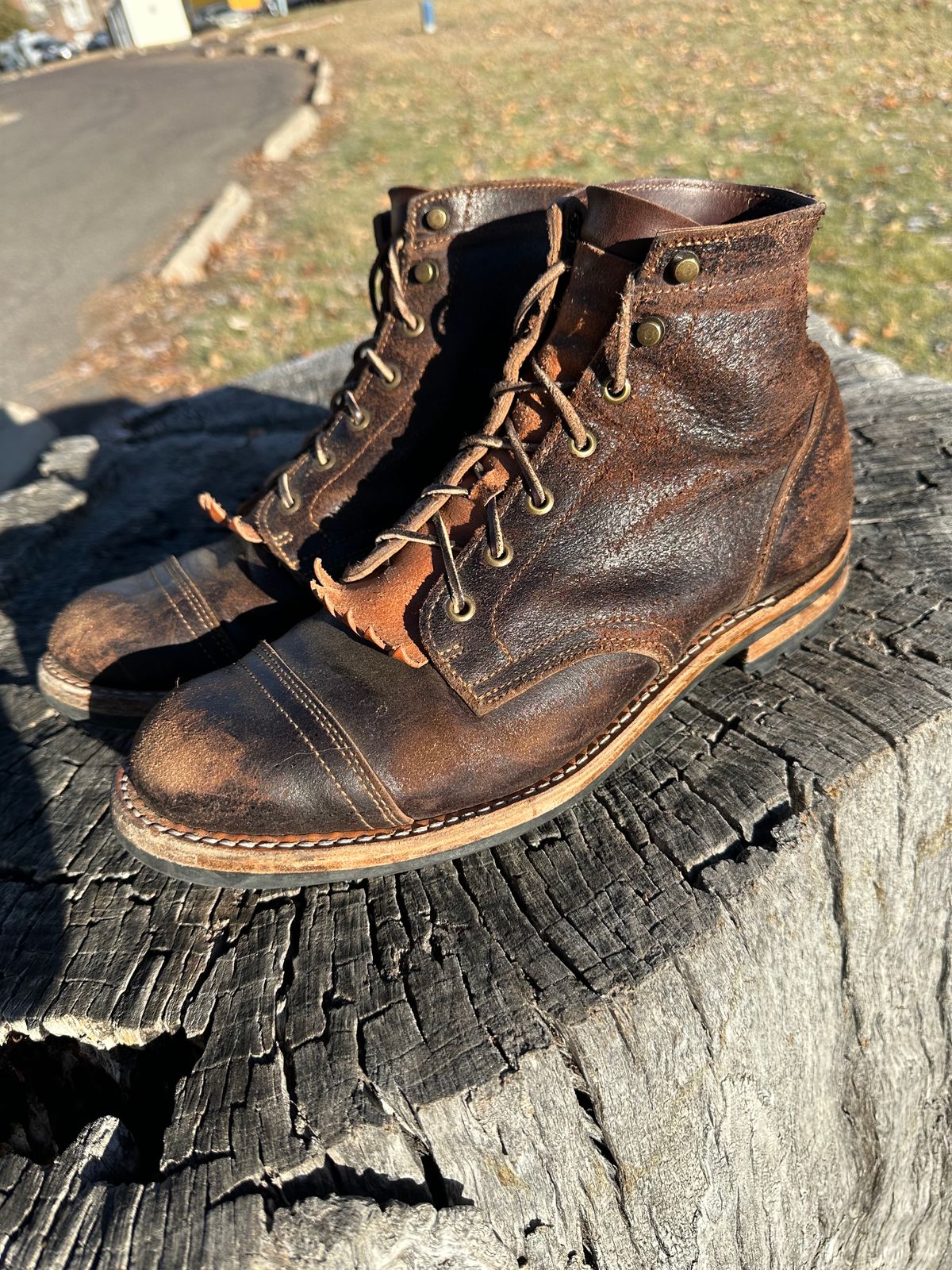 Photo by S3th.bryant on December 2, 2023 of the Truman Service Boot in Horween Java Waxed Flesh.