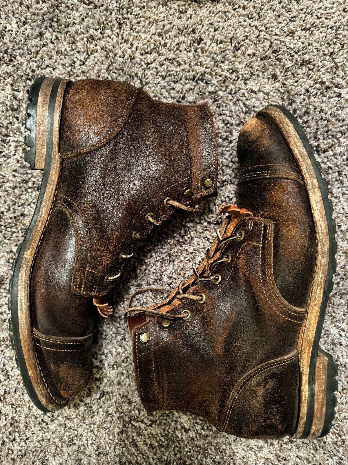 Photo by S3th.bryant on March 6, 2024 of the Truman Service Boot in Horween Java Waxed Flesh.