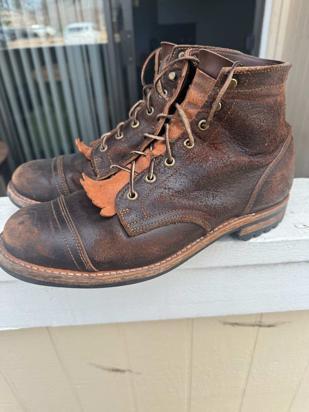 Photo by S3th.bryant on April 5, 2024 of the Truman Service Boot in Horween Java Waxed Flesh.