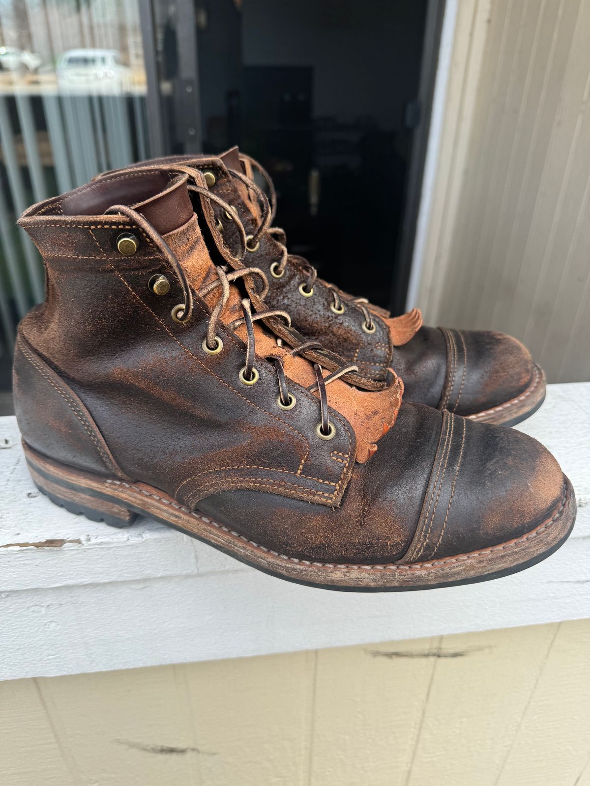 Photo by S3th.bryant on April 5, 2024 of the Truman Service Boot in Horween Java Waxed Flesh.