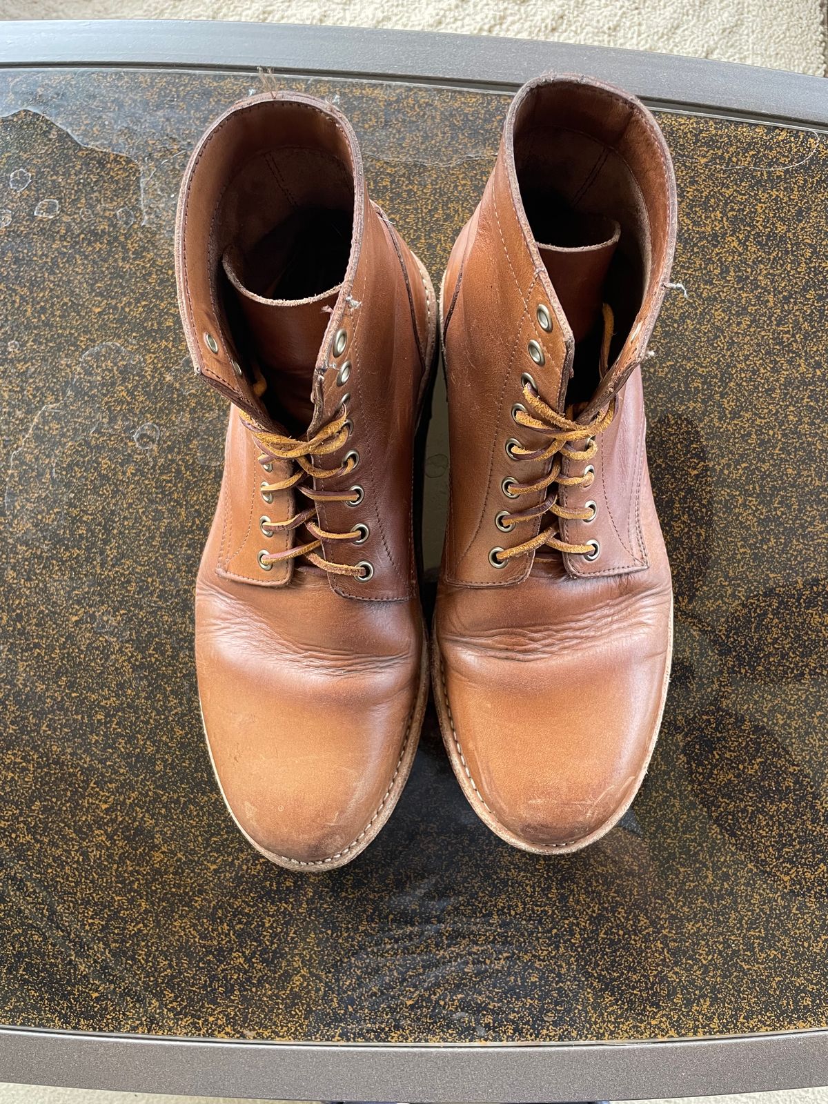 Photo by bawls on March 3, 2024 of the Oak Street Bootmakers Trench Boot in Horween Natural Chromexcel.