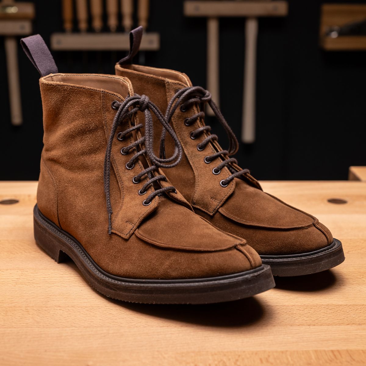 Photo by vubui on December 26, 2023 of the Tricker's Lawrence Apron Front Derby Boot in Cubana Castorino Suede.