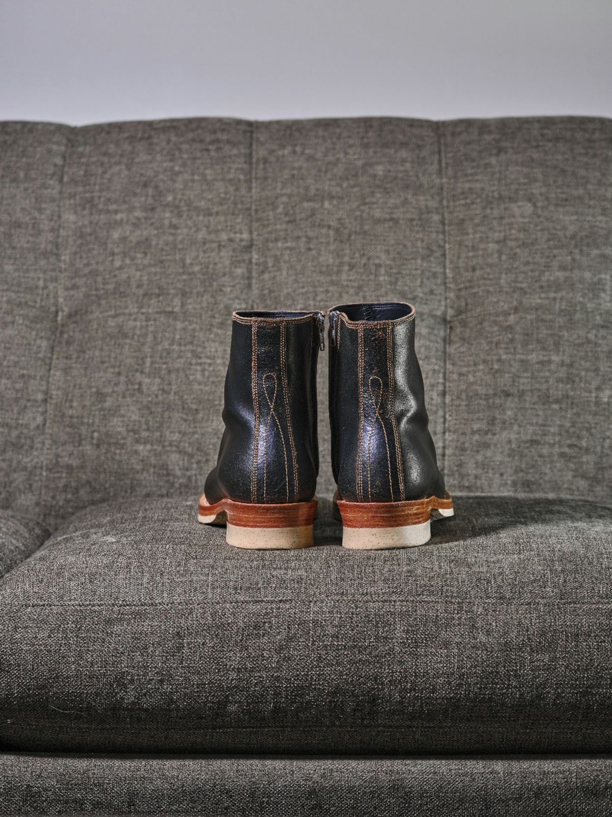 Photo by Mason on October 13, 2024 of the Fortis Boots Antasena Sidezip in Horween Huntsman Black Waxed Flesh.