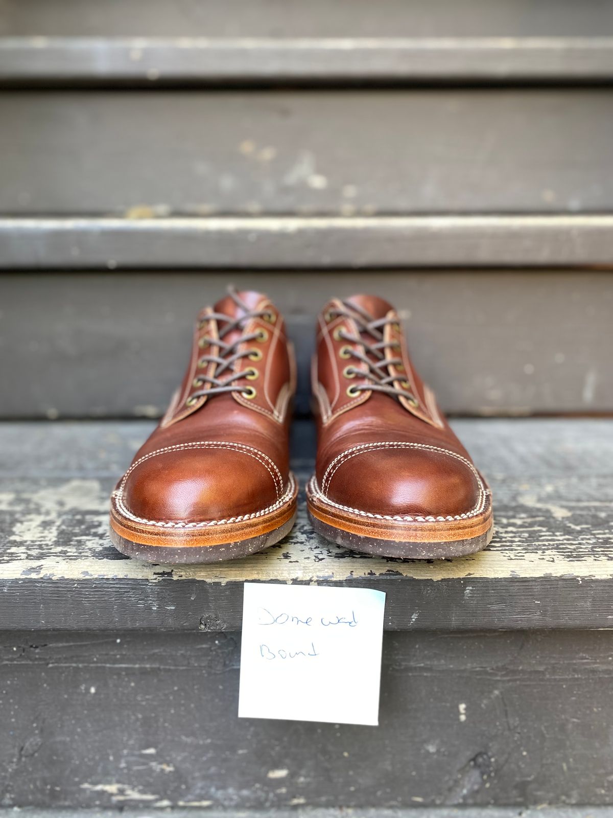 Photo by xavierwt on October 3, 2023 of the Onderhoud LVL01 Captoe Brogue in Wickett & Craig Medium Brown Traditional Harness.