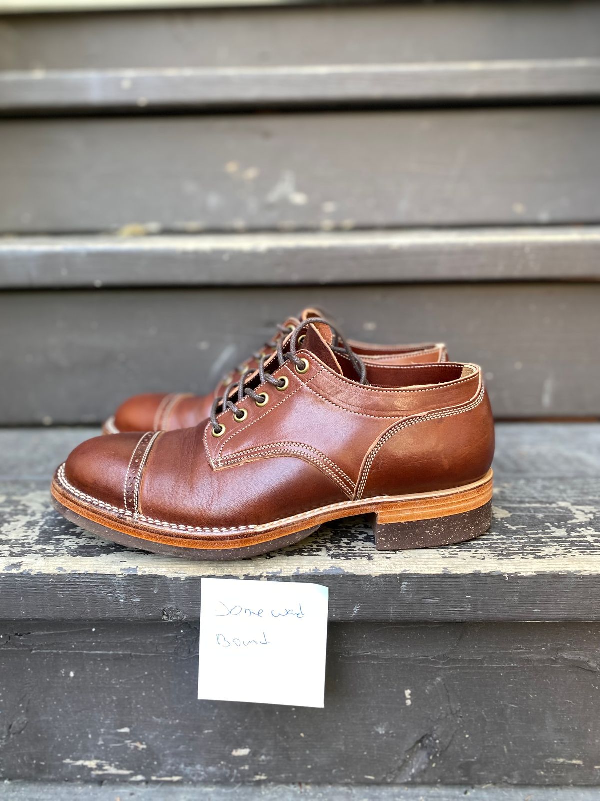 Photo by xavierwt on October 3, 2023 of the Onderhoud LVL01 Captoe Brogue in Wickett & Craig Medium Brown Traditional Harness.