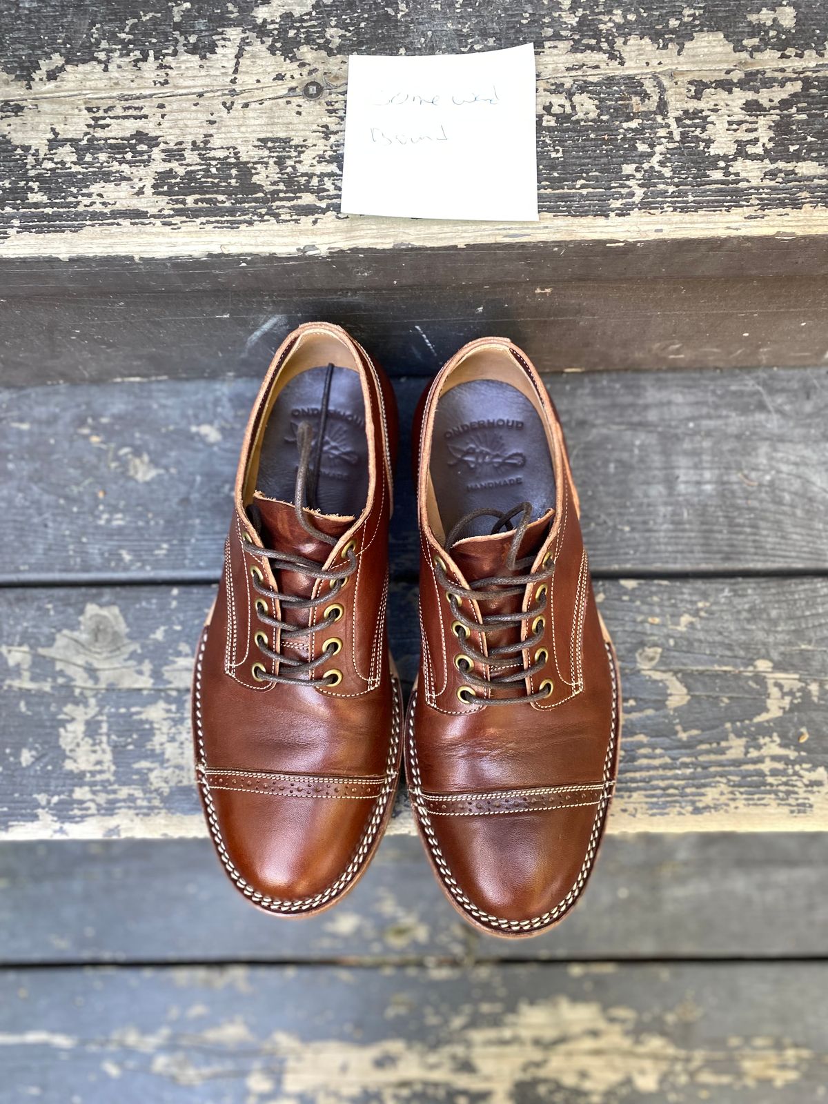Photo by xavierwt on October 3, 2023 of the Onderhoud LVL01 Captoe Brogue in Wickett & Craig Medium Brown Traditional Harness.