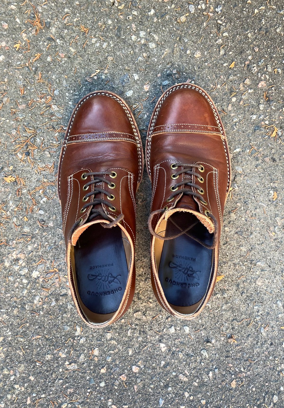 Photo by xavierwt on November 6, 2023 of the Onderhoud LVL01 Captoe Brogue in Wickett & Craig Medium Brown Traditional Harness.