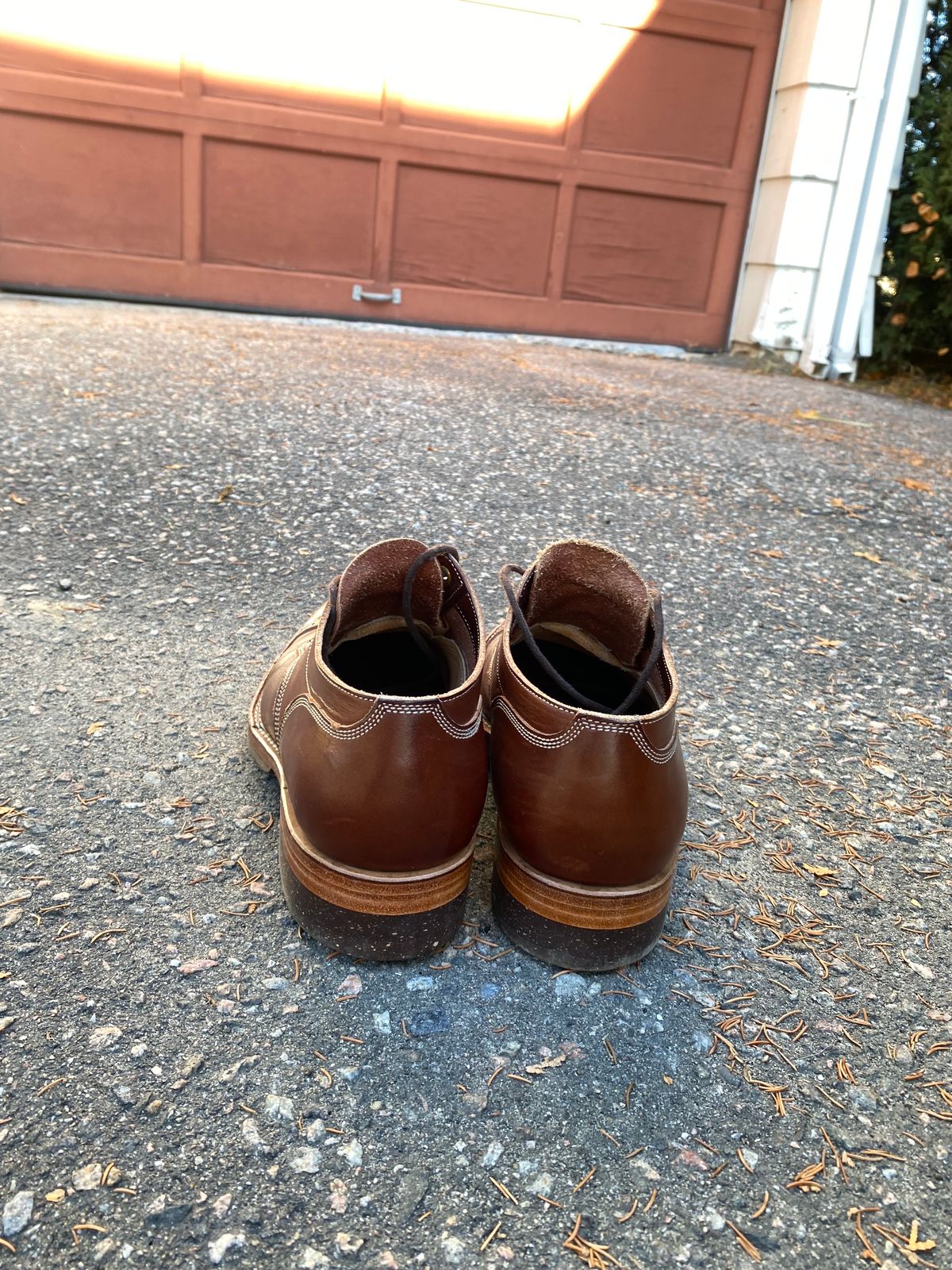 Photo by xavierwt on November 6, 2023 of the Onderhoud LVL01 Captoe Brogue in Wickett & Craig Medium Brown Traditional Harness.