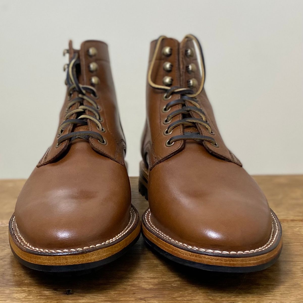 Photo by putzinboots on October 1, 2024 of the Parkhurst The Allen in Tempesti Cognac Veg tan.