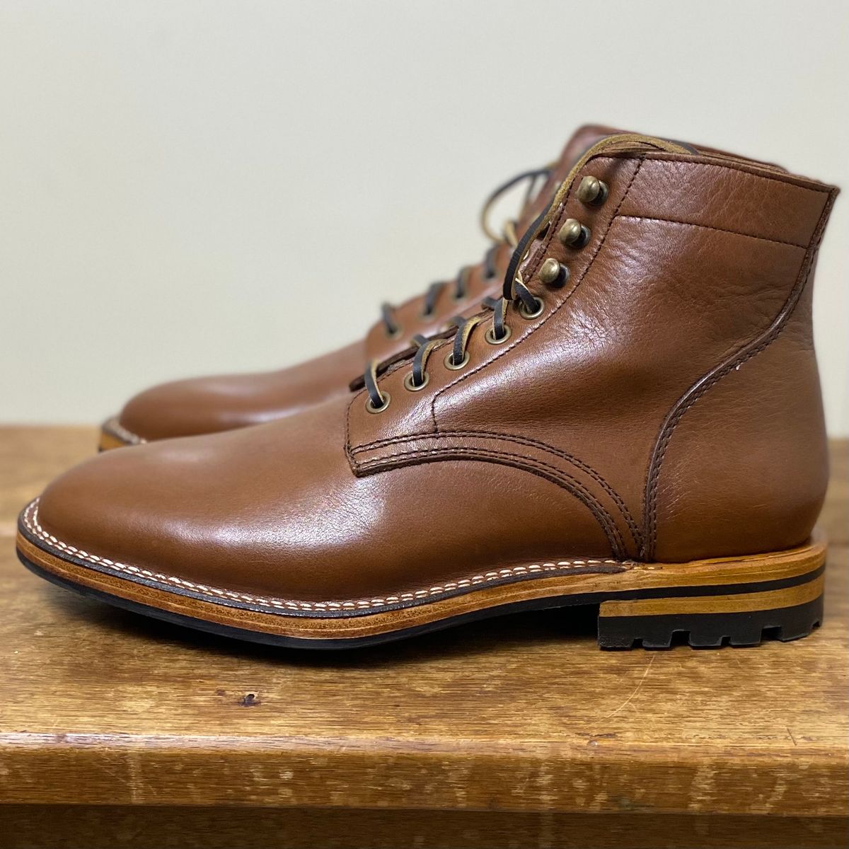 Photo by putzinboots on October 1, 2024 of the Parkhurst The Allen in Tempesti Cognac Veg tan.