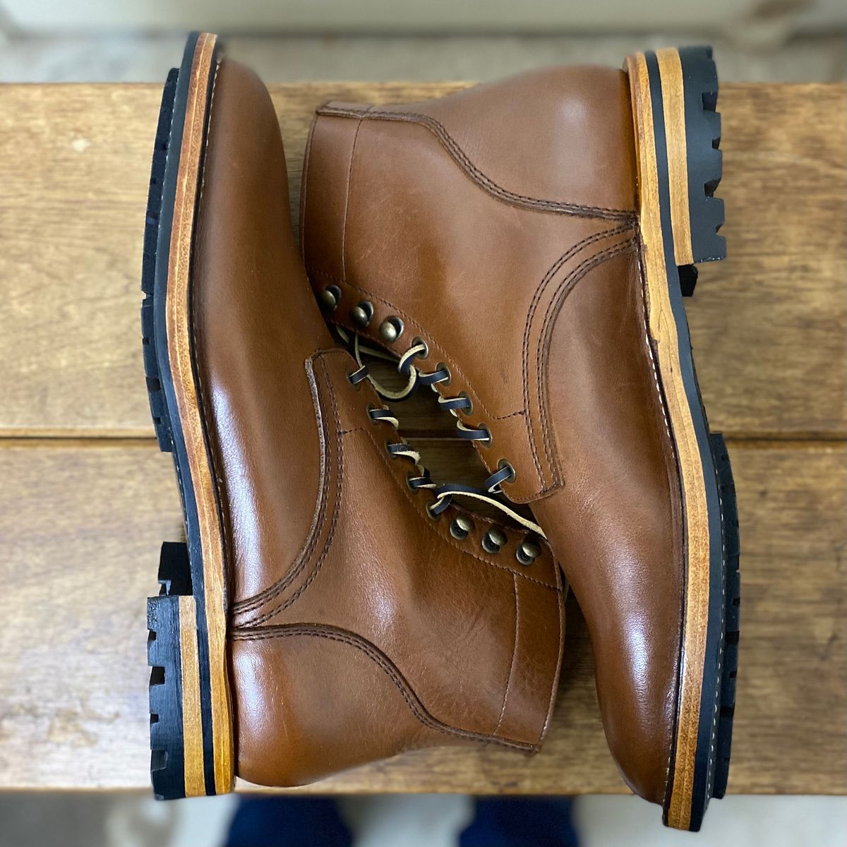 Photo by putzinboots on October 1, 2024 of the Parkhurst The Allen in Tempesti Cognac Veg tan.