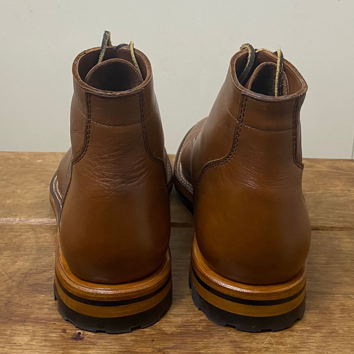 Photo by putzinboots on November 2, 2024 of the Parkhurst The Allen in Tempesti Cognac Veg tan.