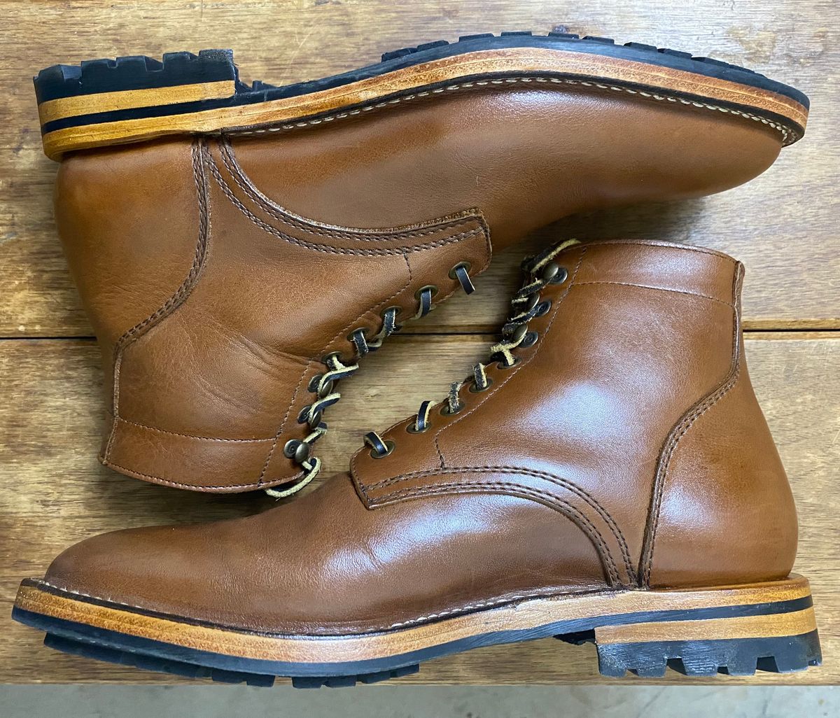 Photo by putzinboots on November 2, 2024 of the Parkhurst The Allen in Tempesti Cognac Veg tan.