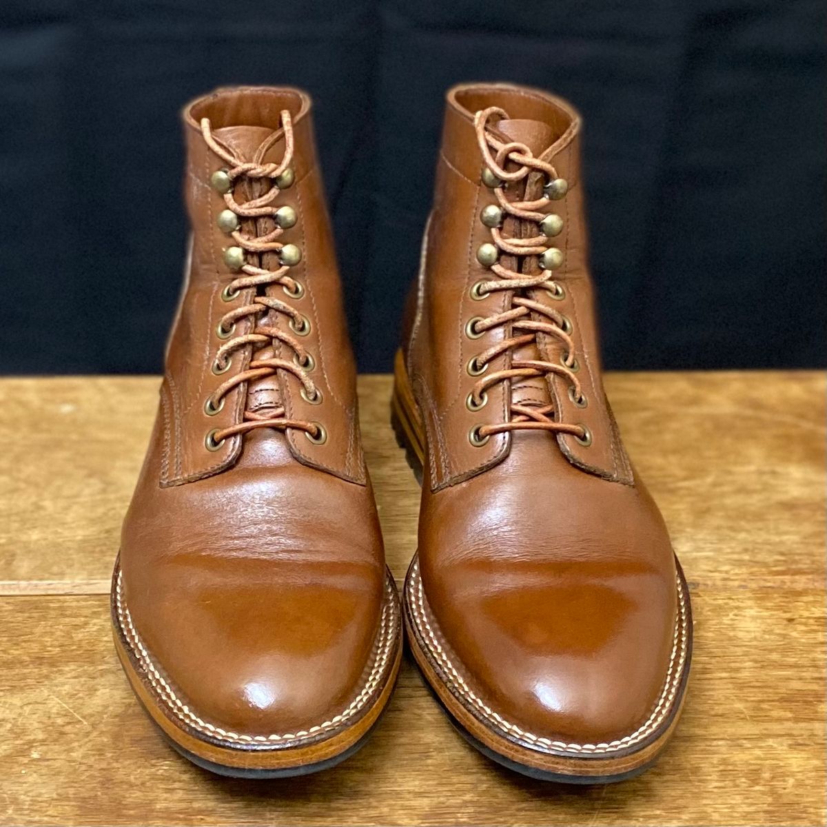 Photo by putzinboots on January 1, 2025 of the Parkhurst The Allen in Tempesti Cognac Veg tan.