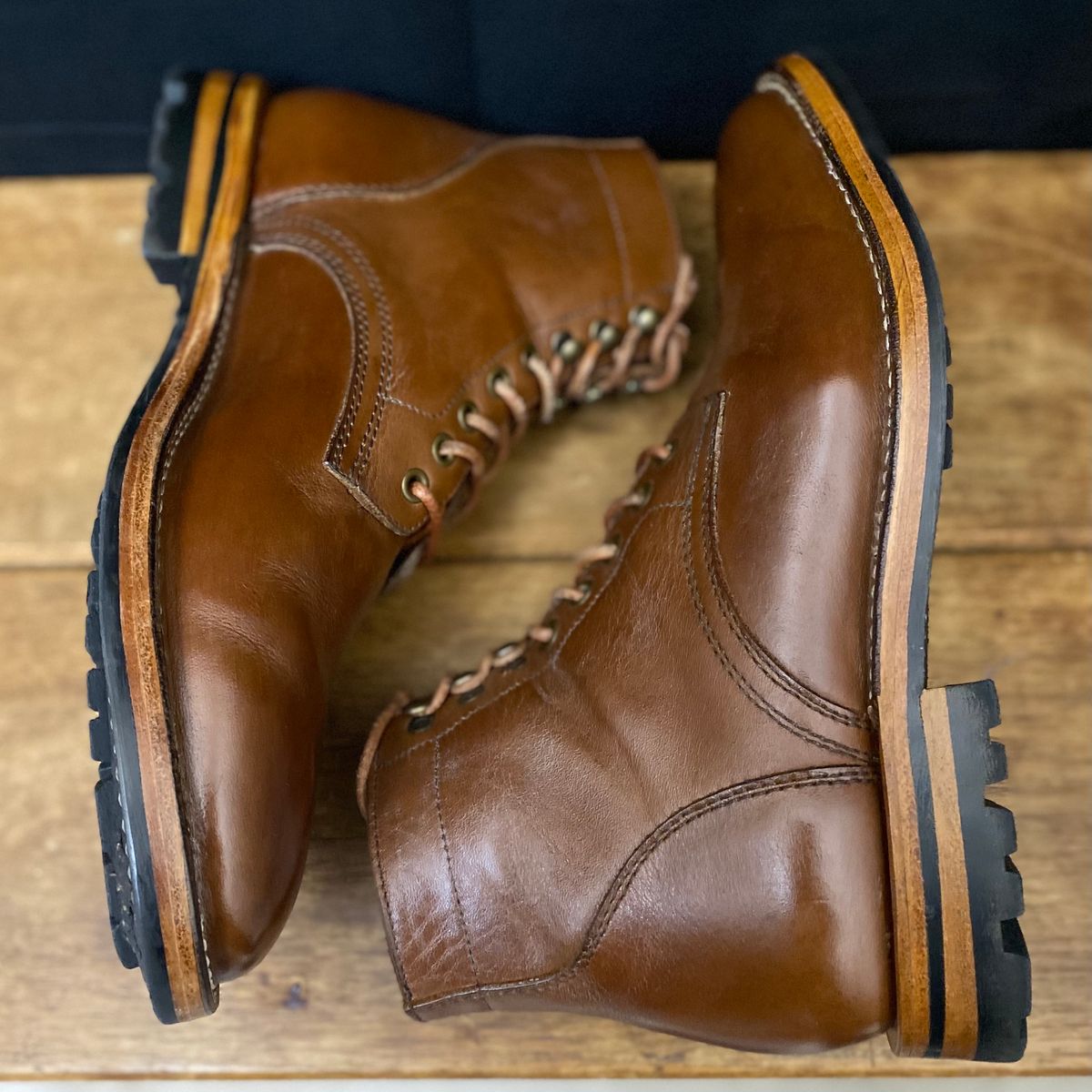 Photo by putzinboots on January 1, 2025 of the Parkhurst The Allen in Tempesti Cognac Veg tan.