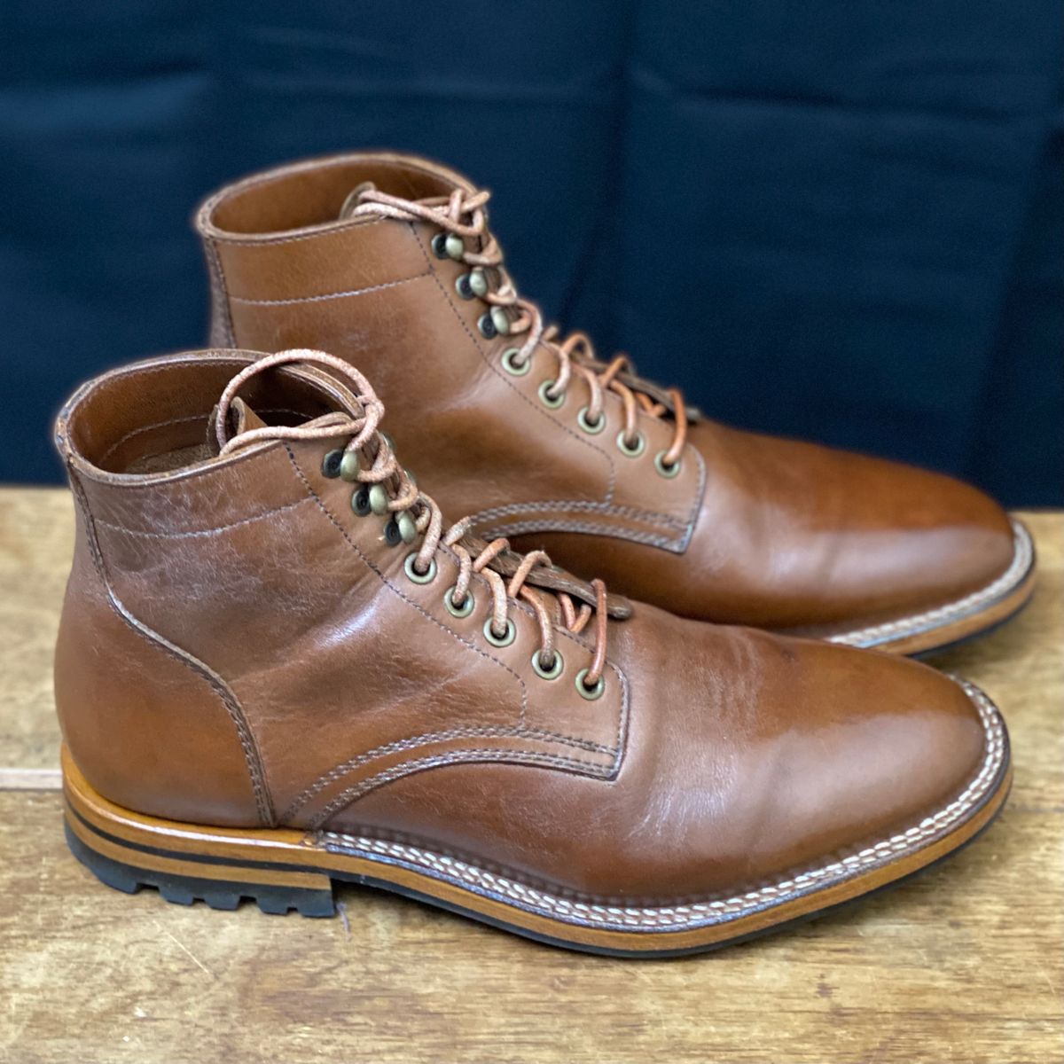 Photo by putzinboots on January 1, 2025 of the Parkhurst The Allen in Tempesti Cognac Veg tan.