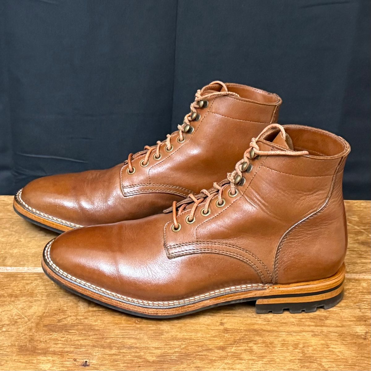 Photo by putzinboots on February 2, 2025 of the Parkhurst The Allen in Tempesti Cognac Veg tan.