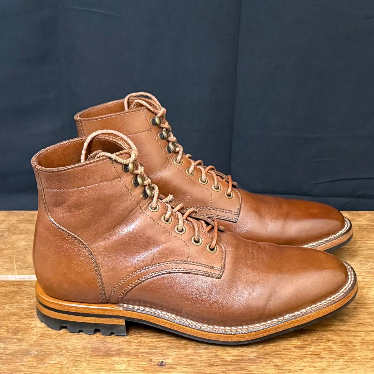 Photo by putzinboots on February 2, 2025 of the Parkhurst The Allen in Tempesti Cognac Veg tan.