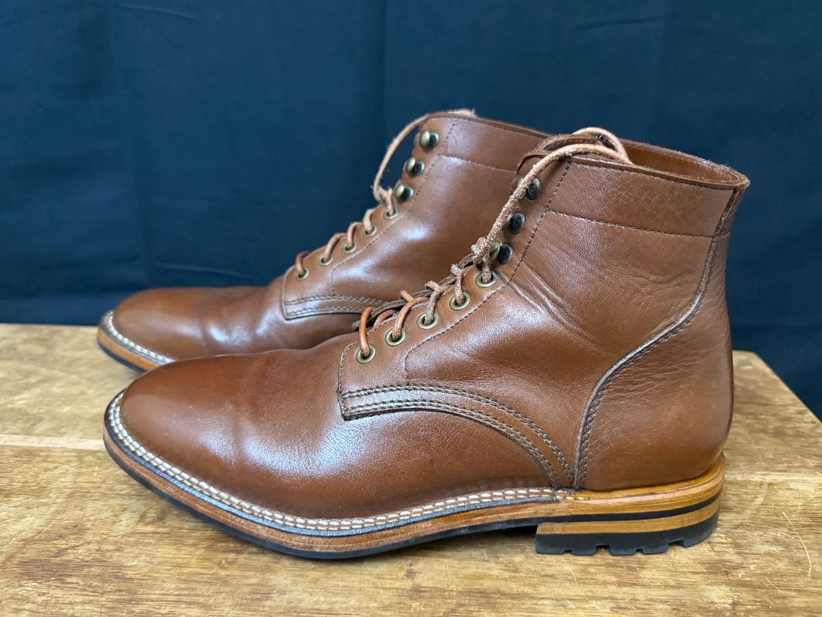 Photo by putzinboots on April 3, 2025 of the Parkhurst The Allen in Tempesti Cognac Veg tan.