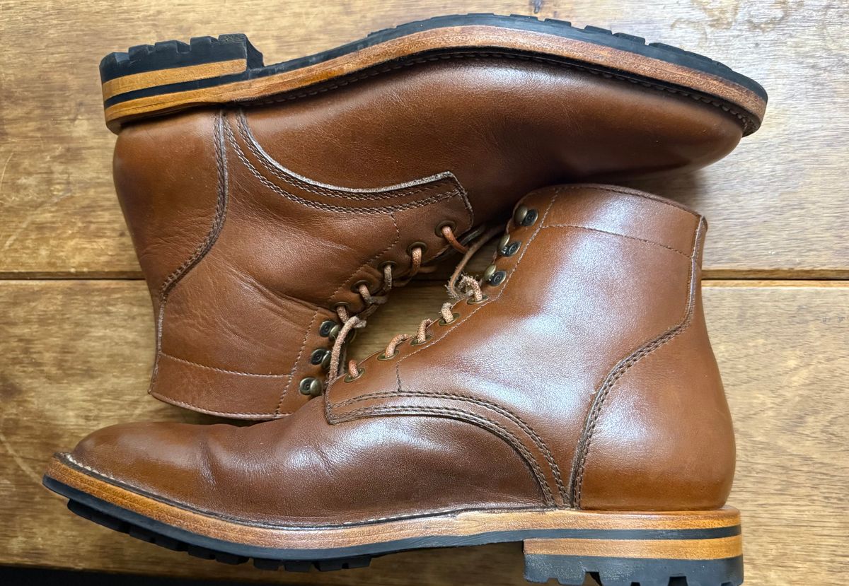 Photo by putzinboots on April 3, 2025 of the Parkhurst The Allen in Tempesti Cognac Veg tan.