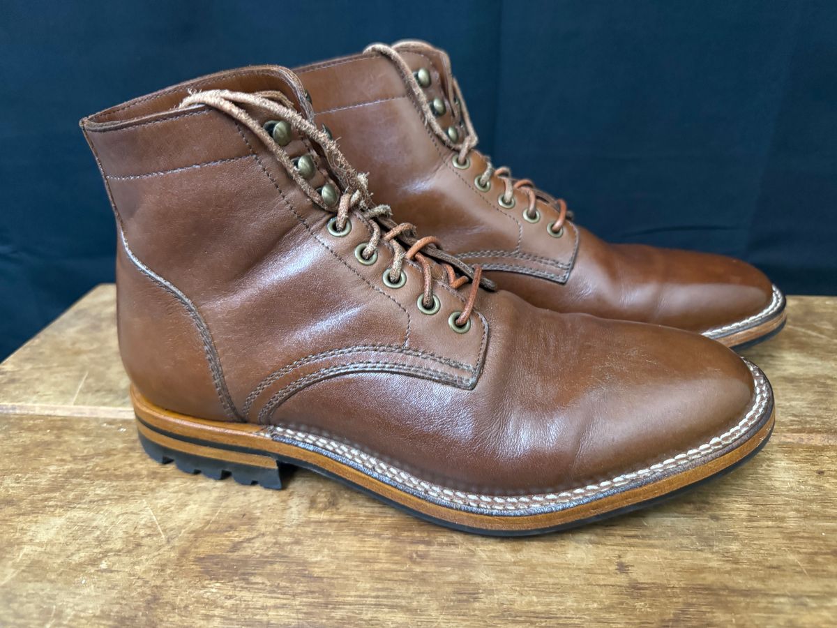 Photo by putzinboots on April 3, 2025 of the Parkhurst The Allen in Tempesti Cognac Veg tan.