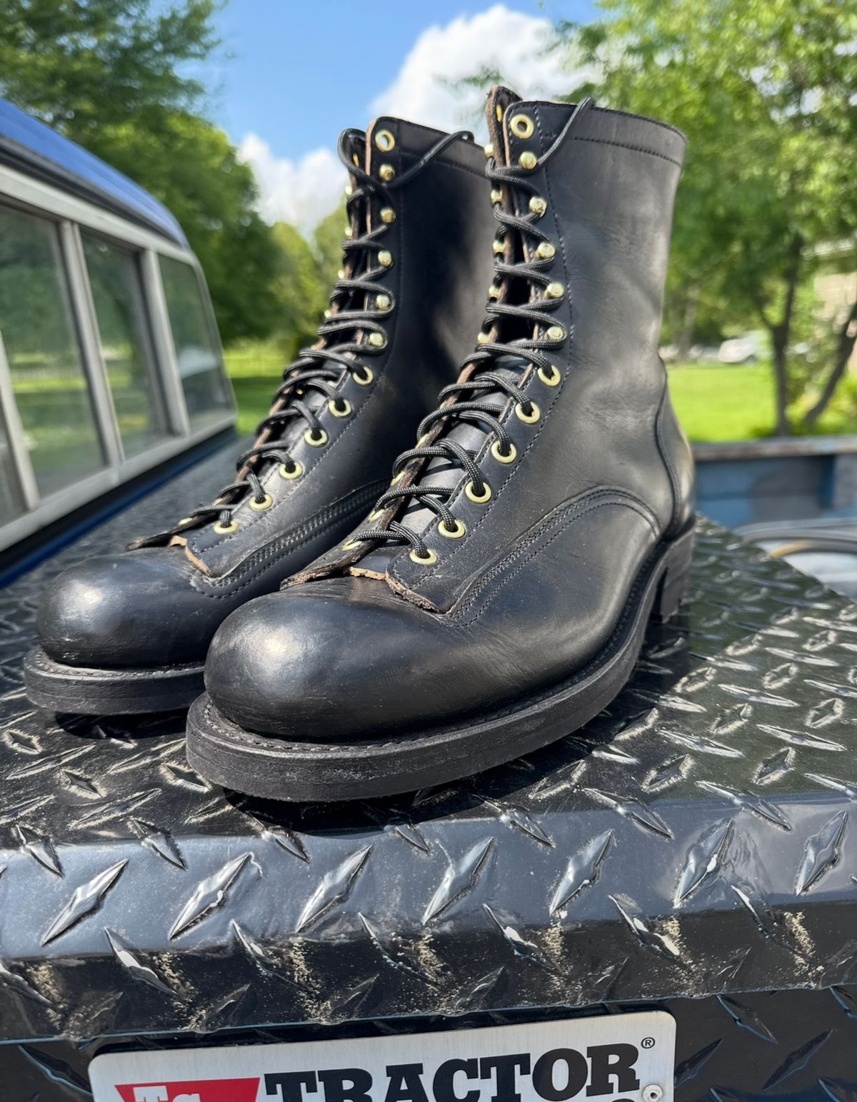 Photo by wcurry_1 on June 2, 2025 of the Schmidt’s Bootmaker Lace to Toe in Horween Black Chromexcel.