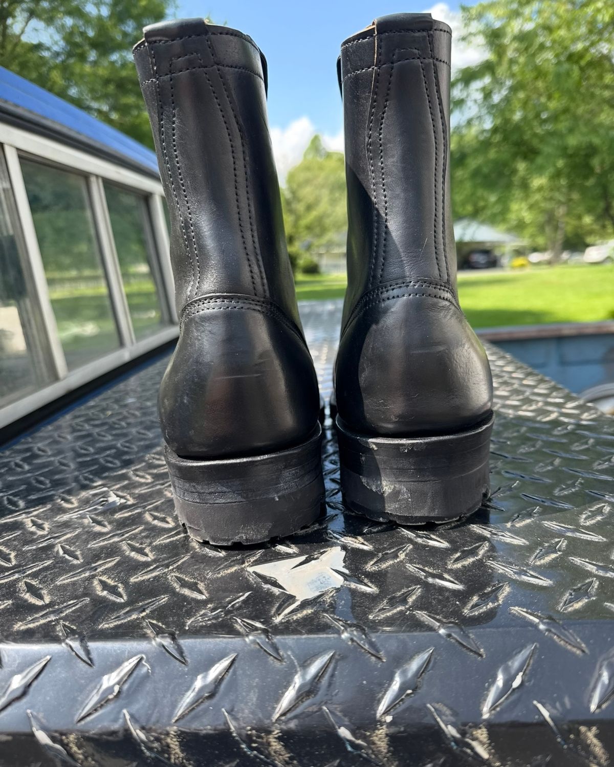 Photo by wcurry_1 on June 2, 2025 of the Schmidt’s Bootmaker Lace to Toe in Horween Black Chromexcel.