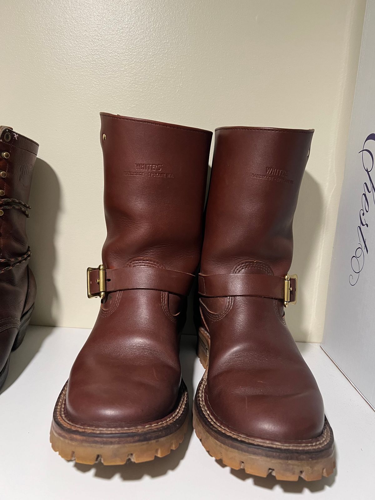 Photo by wcurry_1 on February 3, 2024 of the White's Nomad Engineer Boots in Seidel Red Dog Oil Tan.