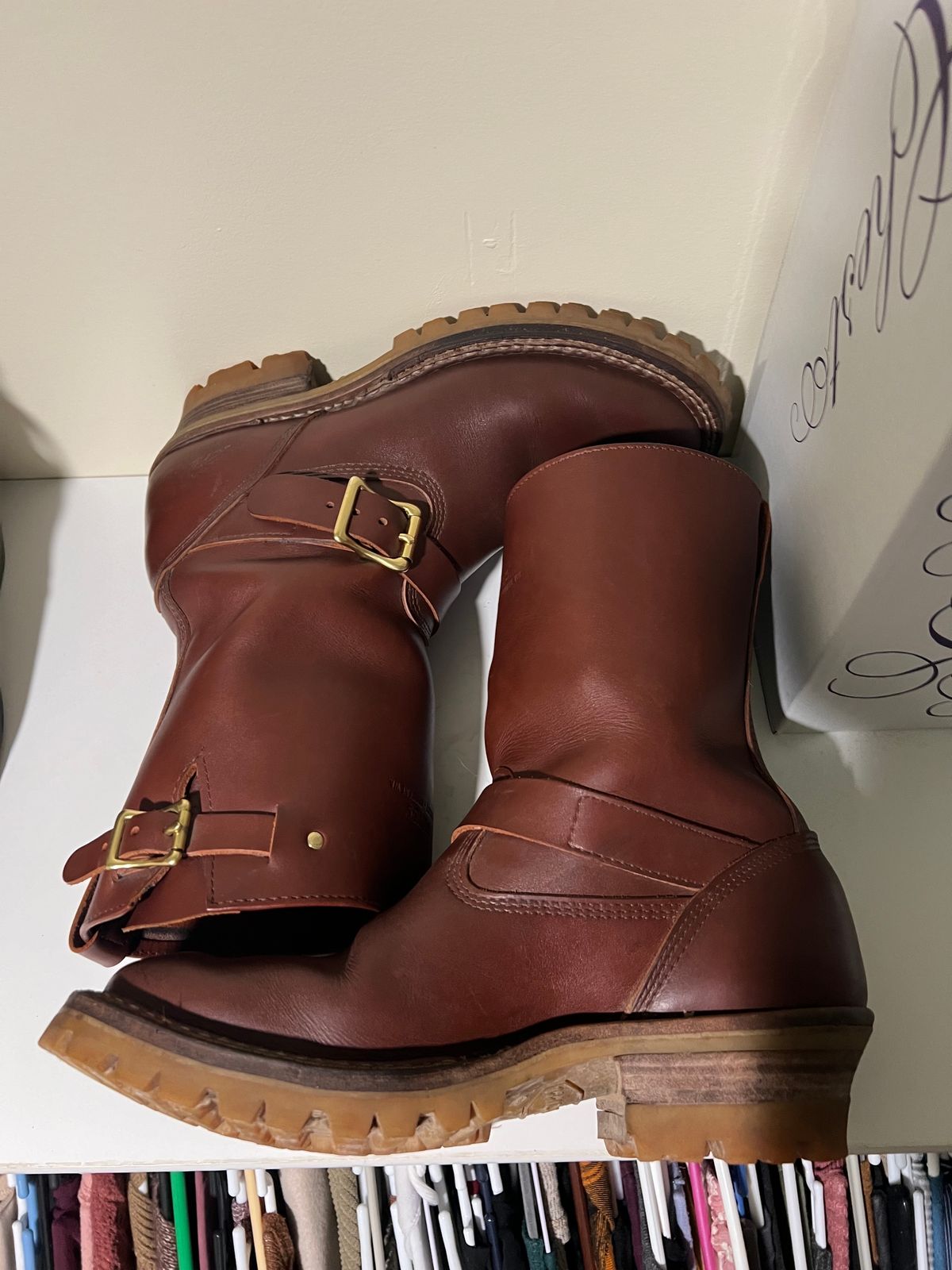 Photo by wcurry_1 on February 3, 2024 of the White's Nomad Engineer Boots in Seidel Red Dog Oil Tan.