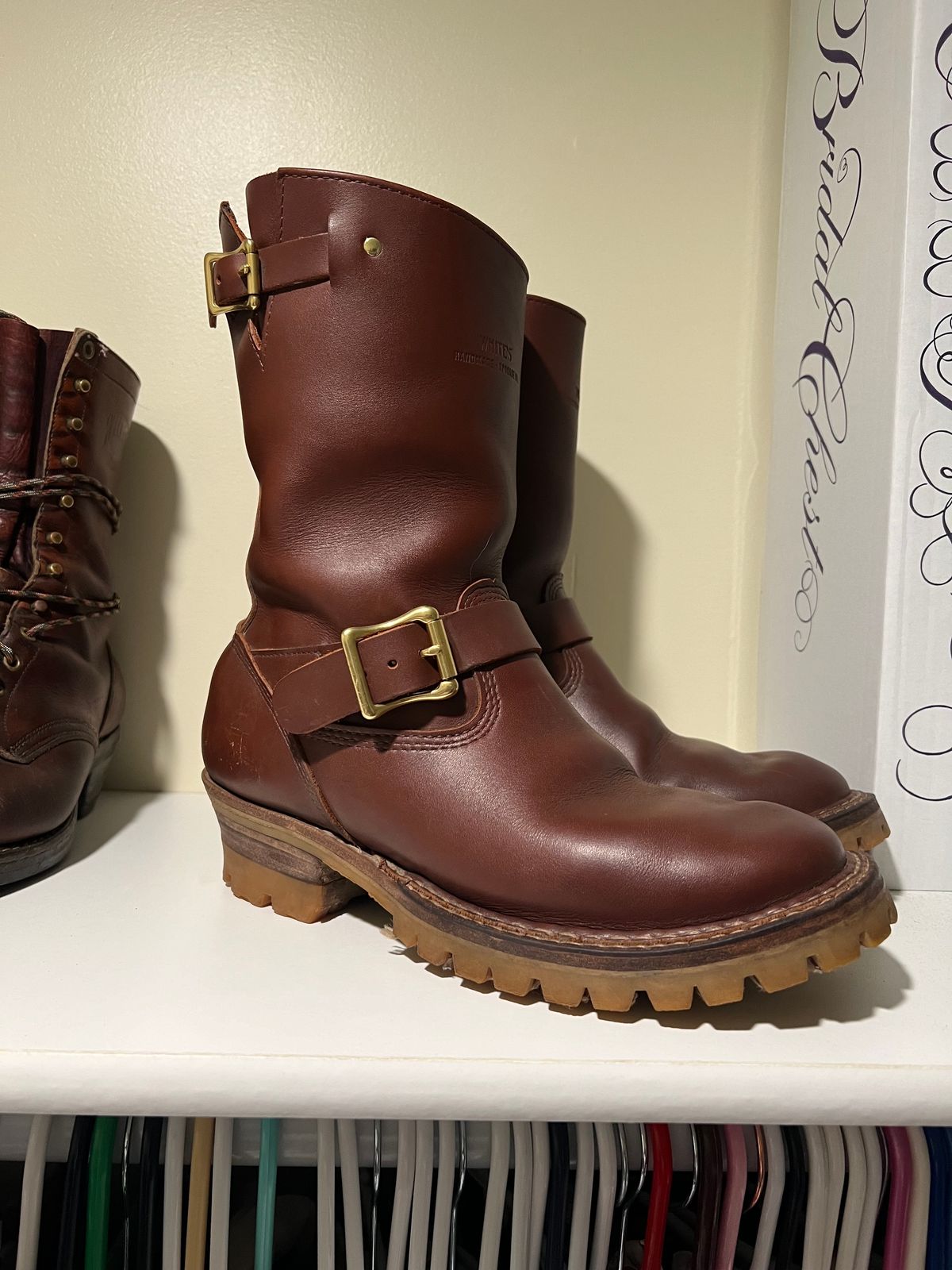 Photo by wcurry_1 on February 3, 2024 of the White's Nomad Engineer Boots in Seidel Red Dog Oil Tan.