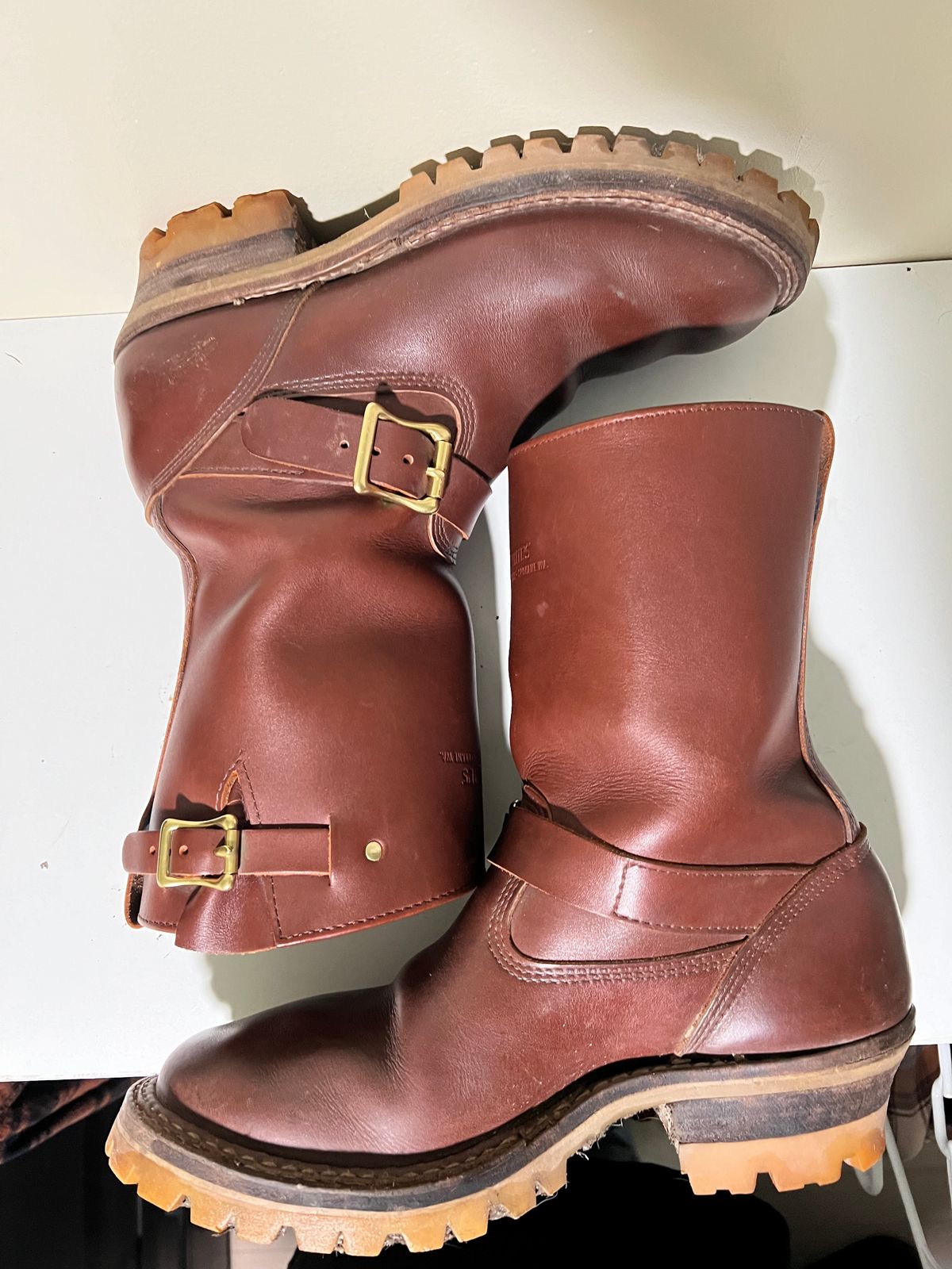 Photo by wcurry_1 on March 4, 2024 of the White's Nomad Engineer Boots in Seidel Red Dog Oil Tan.