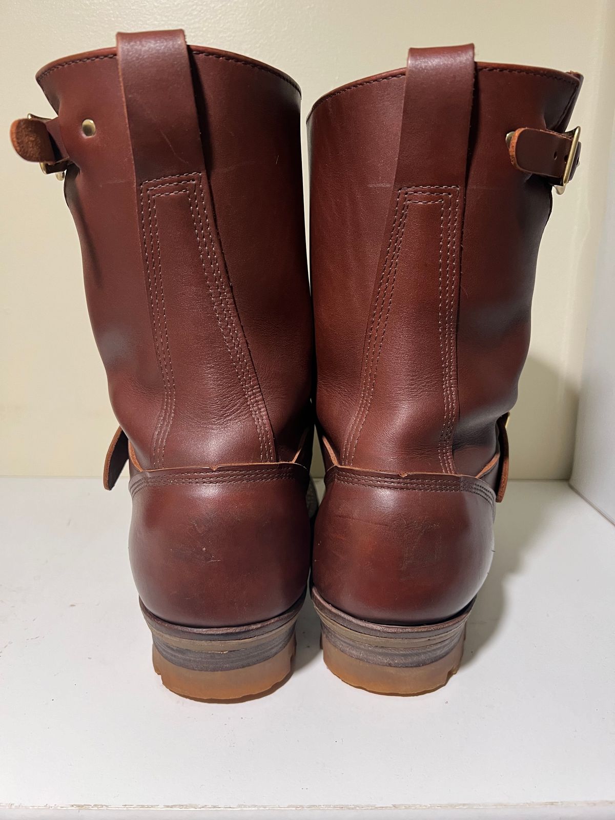Photo by wcurry_1 on April 5, 2024 of the White's Nomad Engineer Boots in Seidel Red Dog Oil Tan.