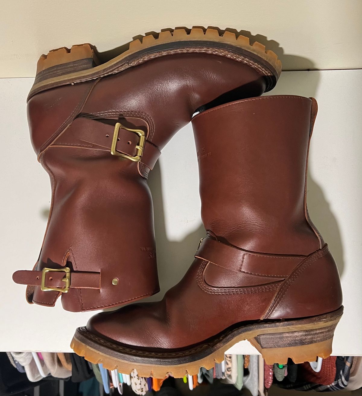 Photo by wcurry_1 on April 5, 2024 of the White's Nomad Engineer Boots in Seidel Red Dog Oil Tan.
